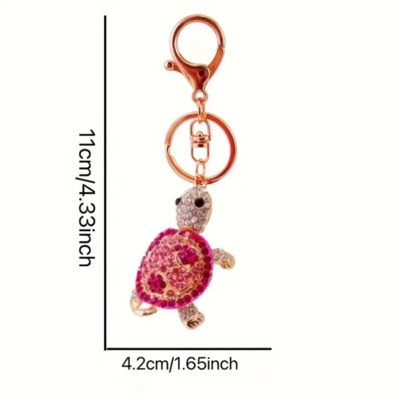 BRAND NEW! Crystal Turtle Keychain/Purse Charm ~ Gift Reptile Lover - Picture 5 of 8